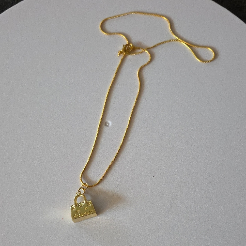 Gold  Purse Pendant Necklace